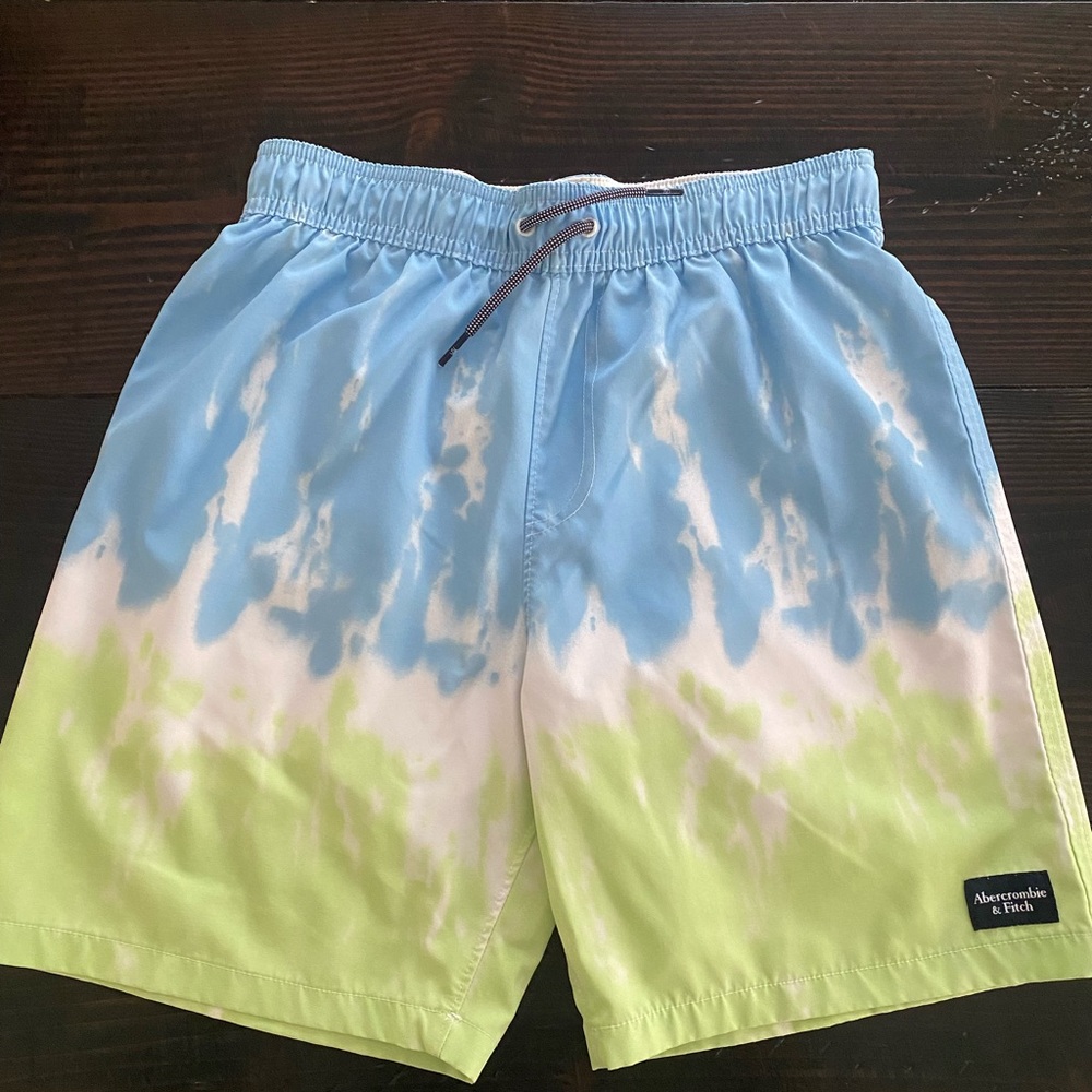 Abercrombie & Fitch Blue and Green Kids Swim Trunks